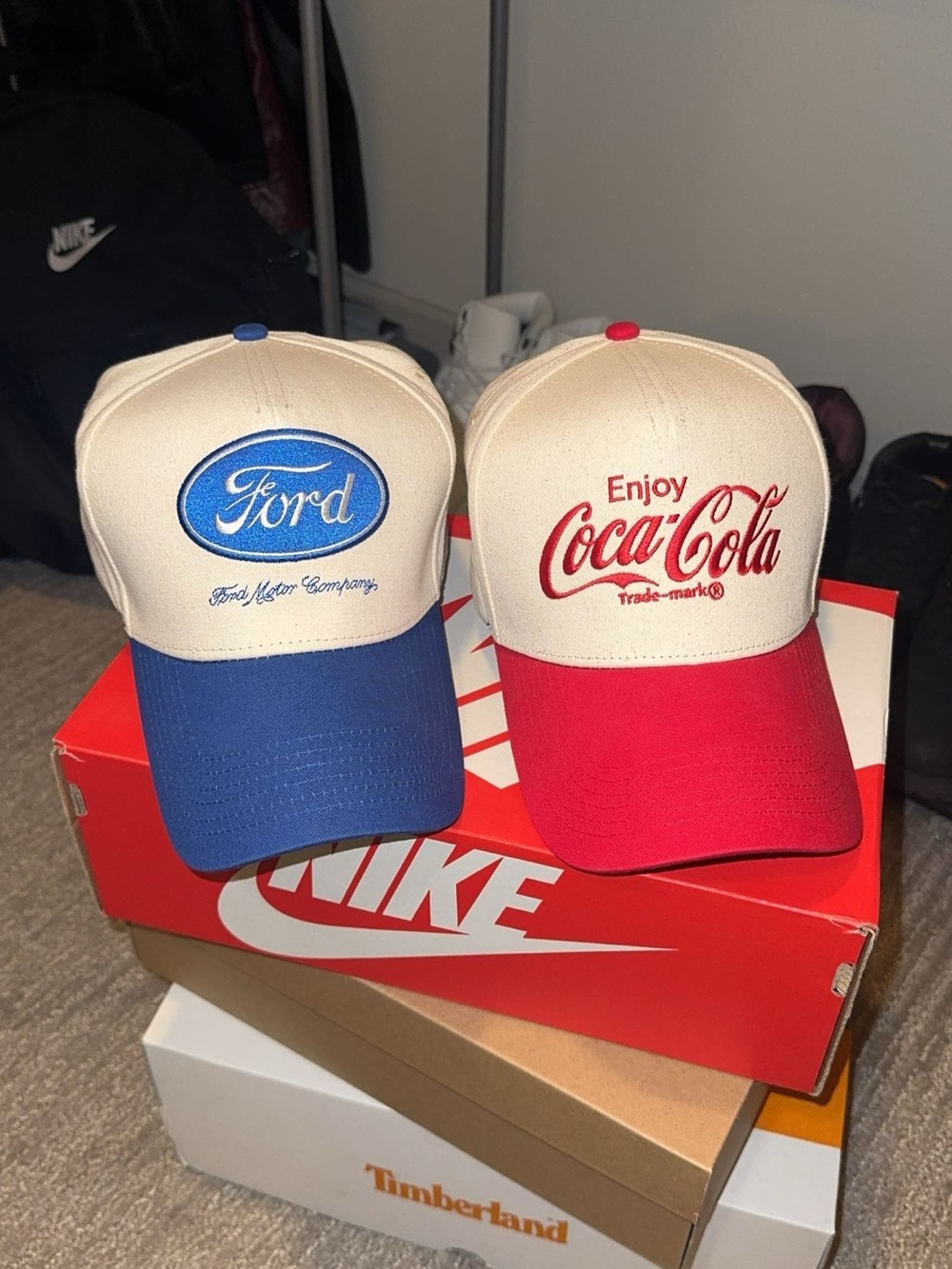 Coca-Cola Cream and Red Trucker Cap with Script Logo
